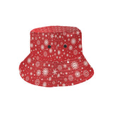 Snowflake pattern red background Unisex Bucket Hat