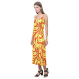 Fire flame design pattern V-Neck Open Fork Long Dress