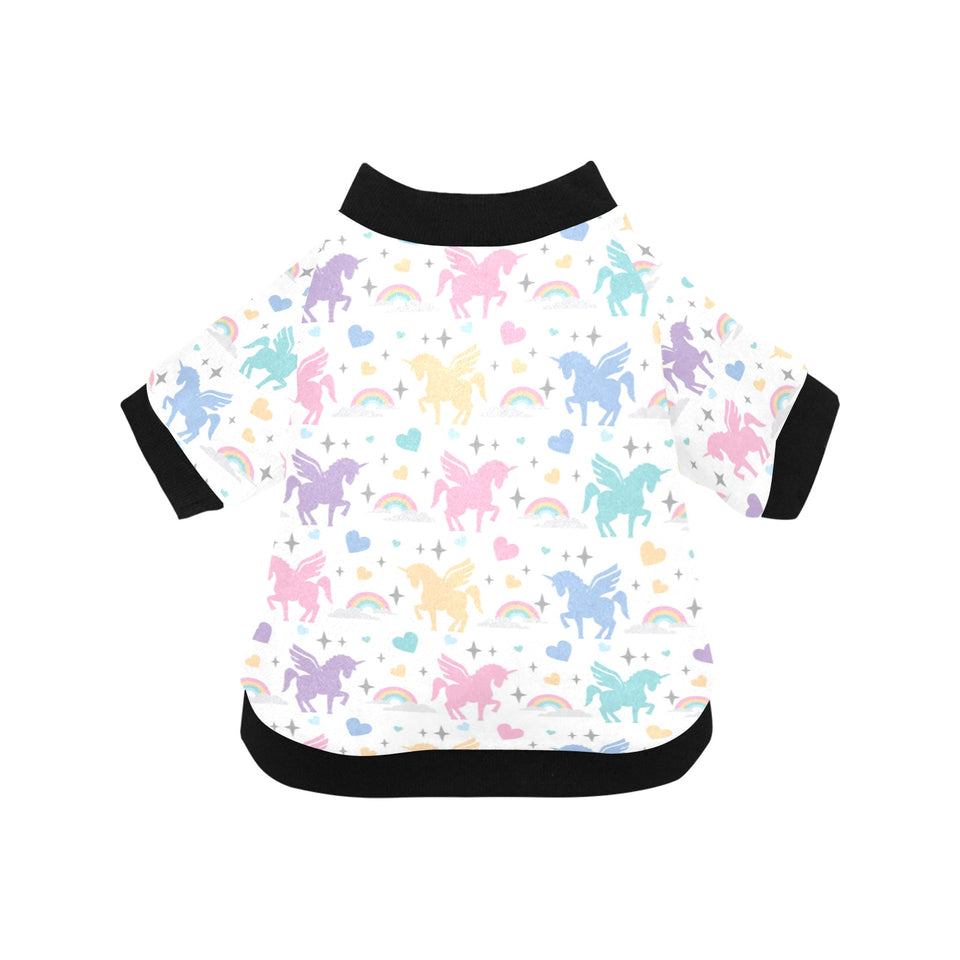 colorful unicorn rainbow heart pattern All Over Print Pet Dog Round Neck Fuzzy Shirt