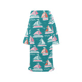 Cute sailboat pattern Blanket Robe with Sleeves