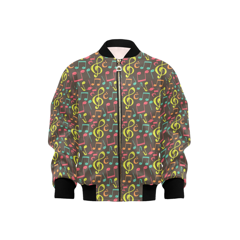 Music Notes Pattern Print Design 05 Kids' Boys' Girls' Bomber Jacket