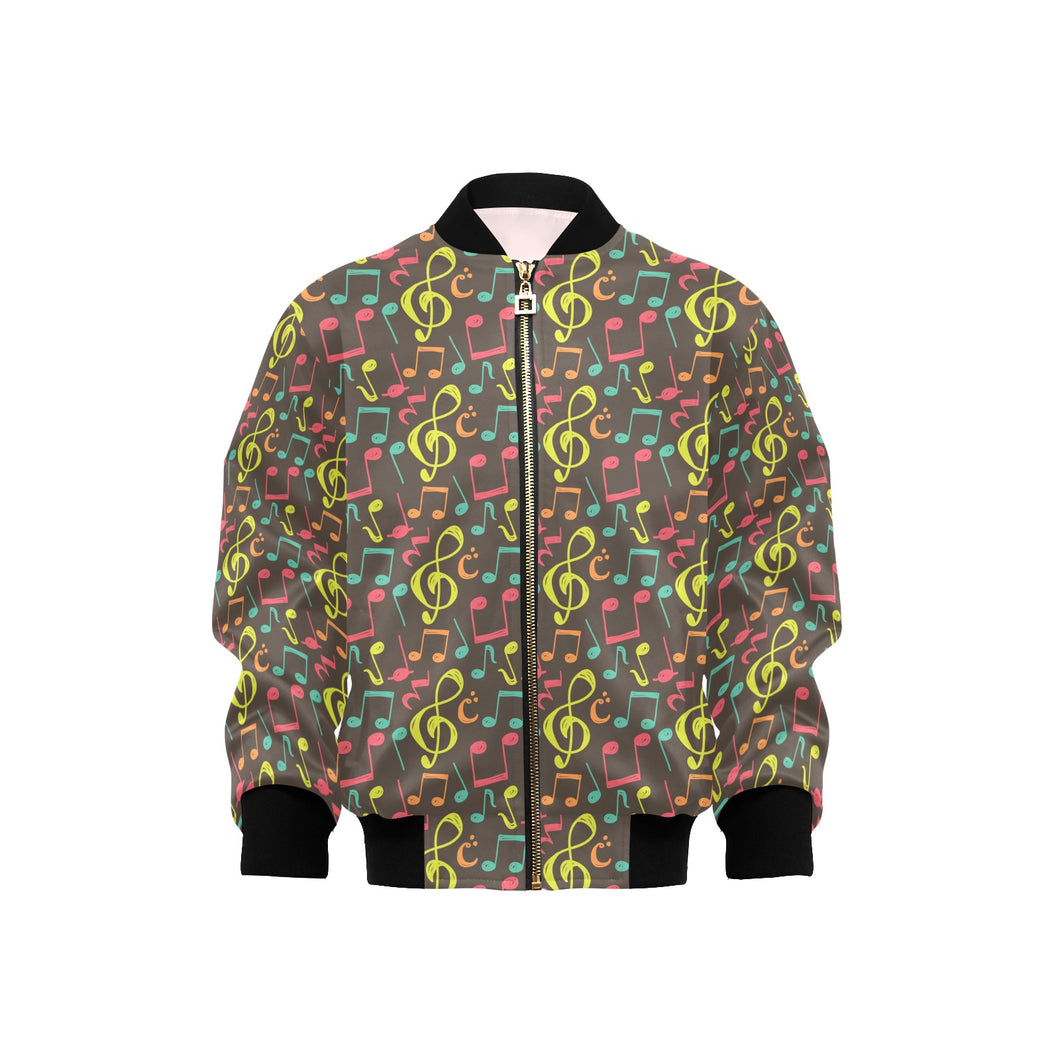 Music Notes Pattern Print Design 05 Kids' Boys' Girls' Bomber Jacket