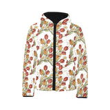 Red tulips and daffodils pattern Kids' Boys' Girls' Padded Hooded Jacket