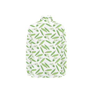 Green Peas Pattern Print Design 04 Women's Long Sleeve Polo Shirt