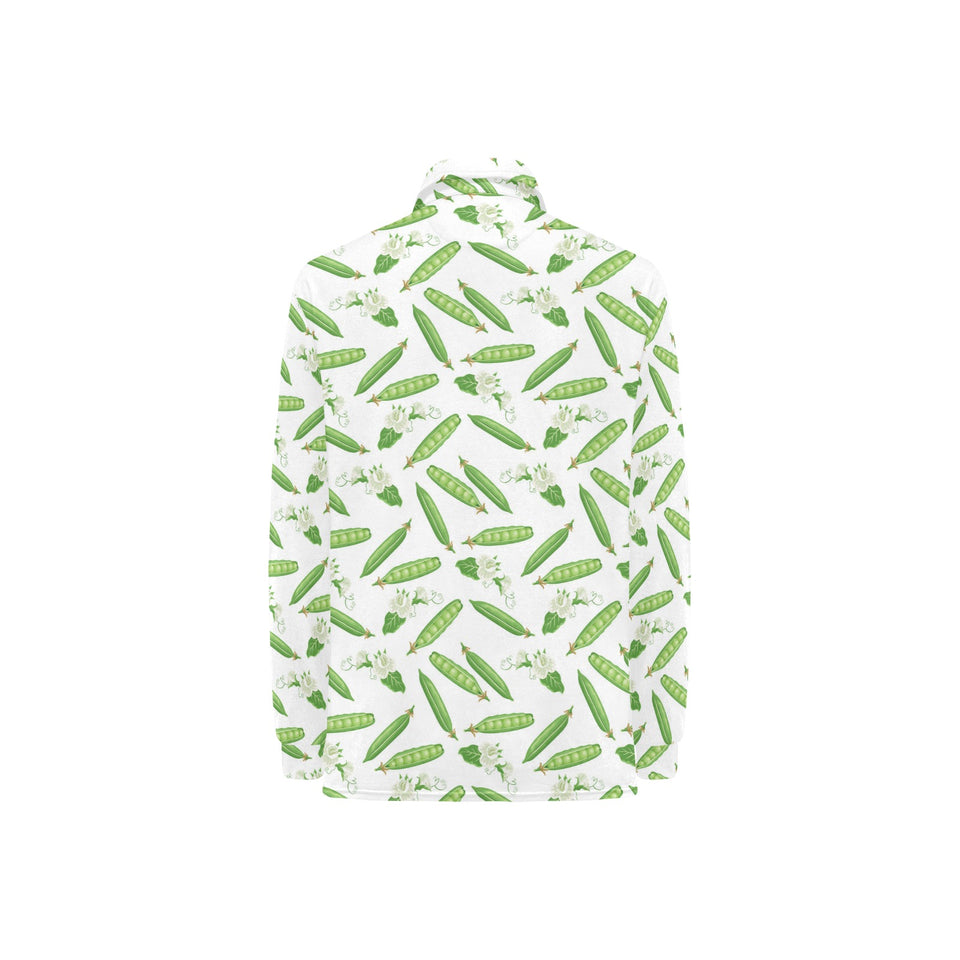 Green Peas Pattern Print Design 04 Women's Long Sleeve Polo Shirt
