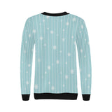 Snowflake pattern blue stripe background Women's Crew Neck Sweatshirt