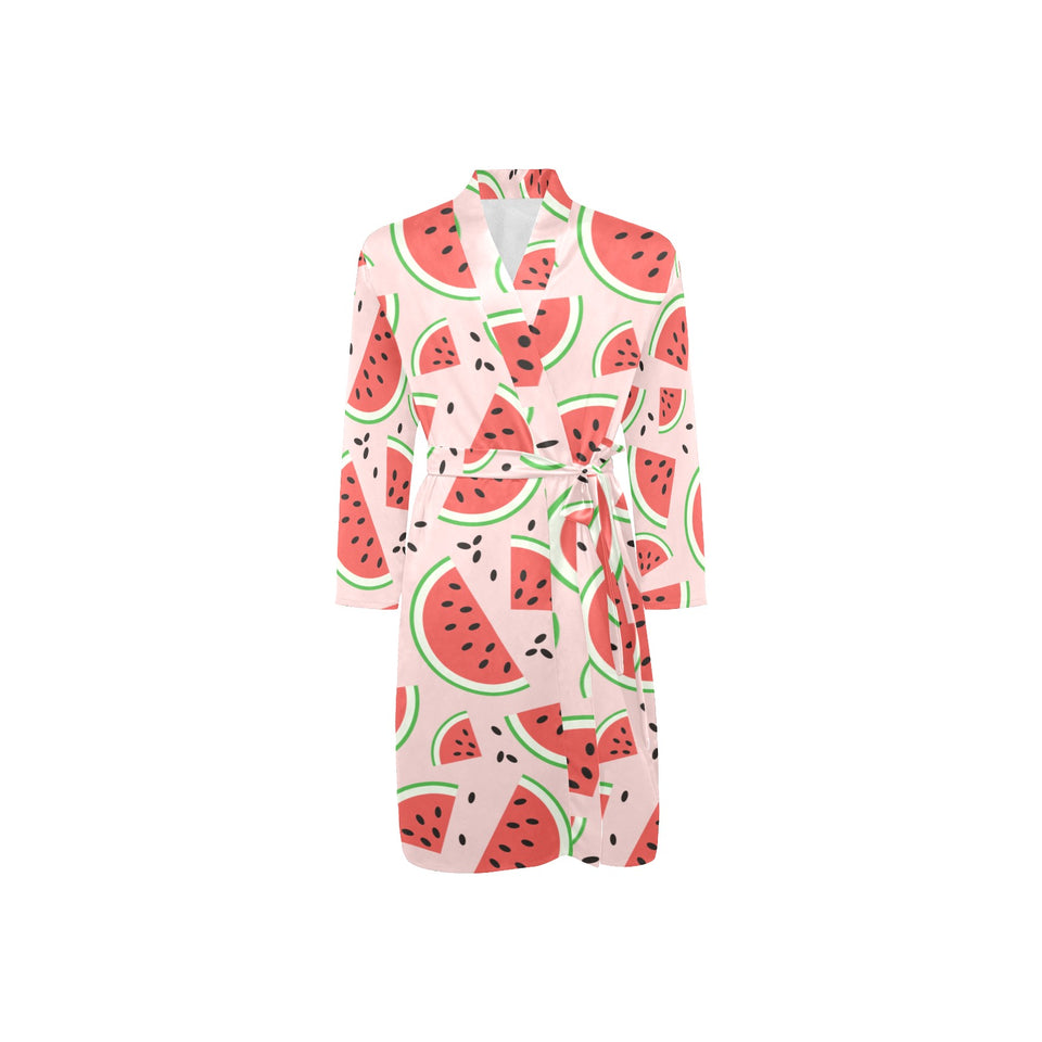 Watermelon pattern Men's Long Sleeve Belted Night Robe