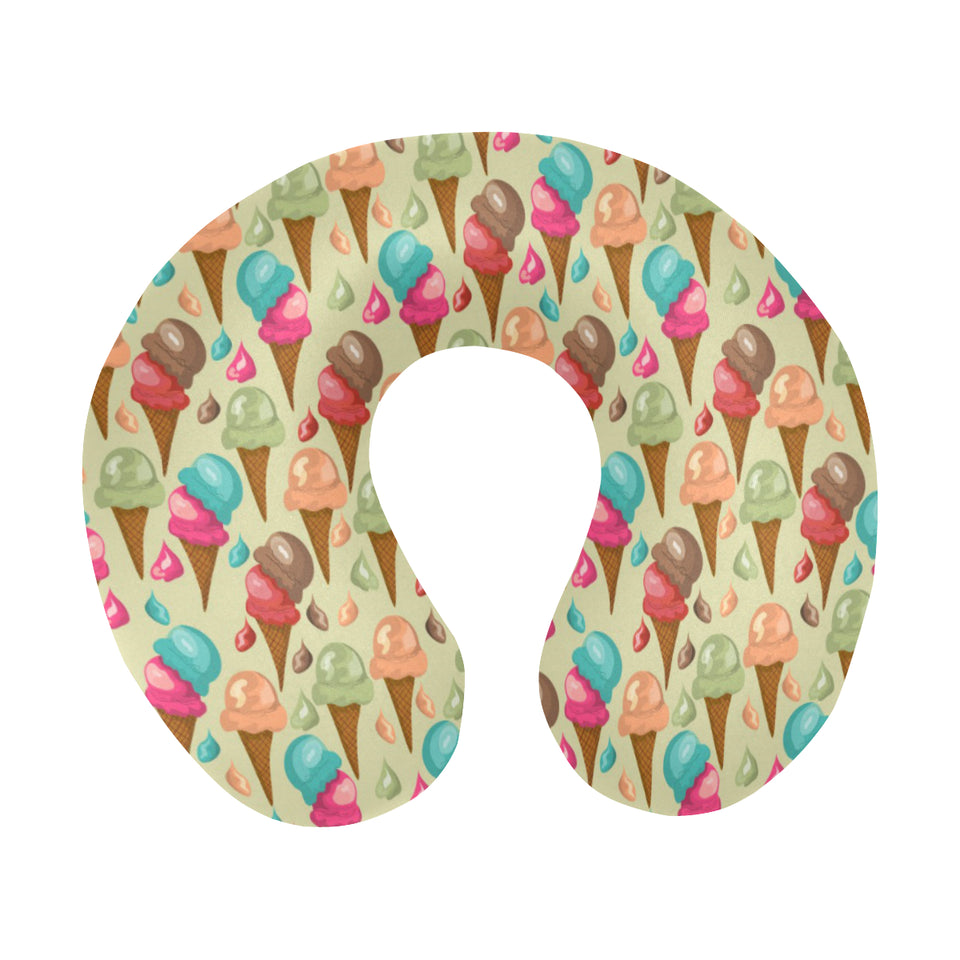 Colorful ice cream pattern U-Shaped Travel Neck Pillow