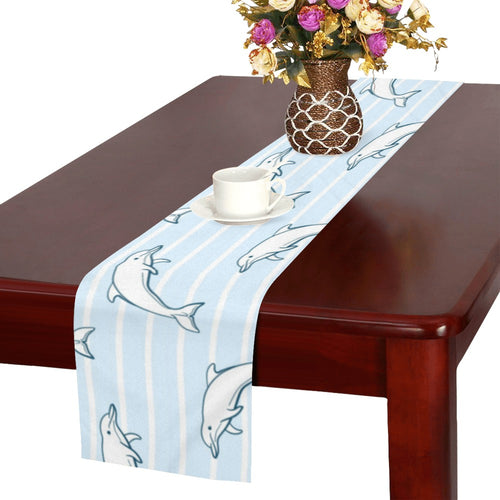 Dolphin blue striped background Table Runner