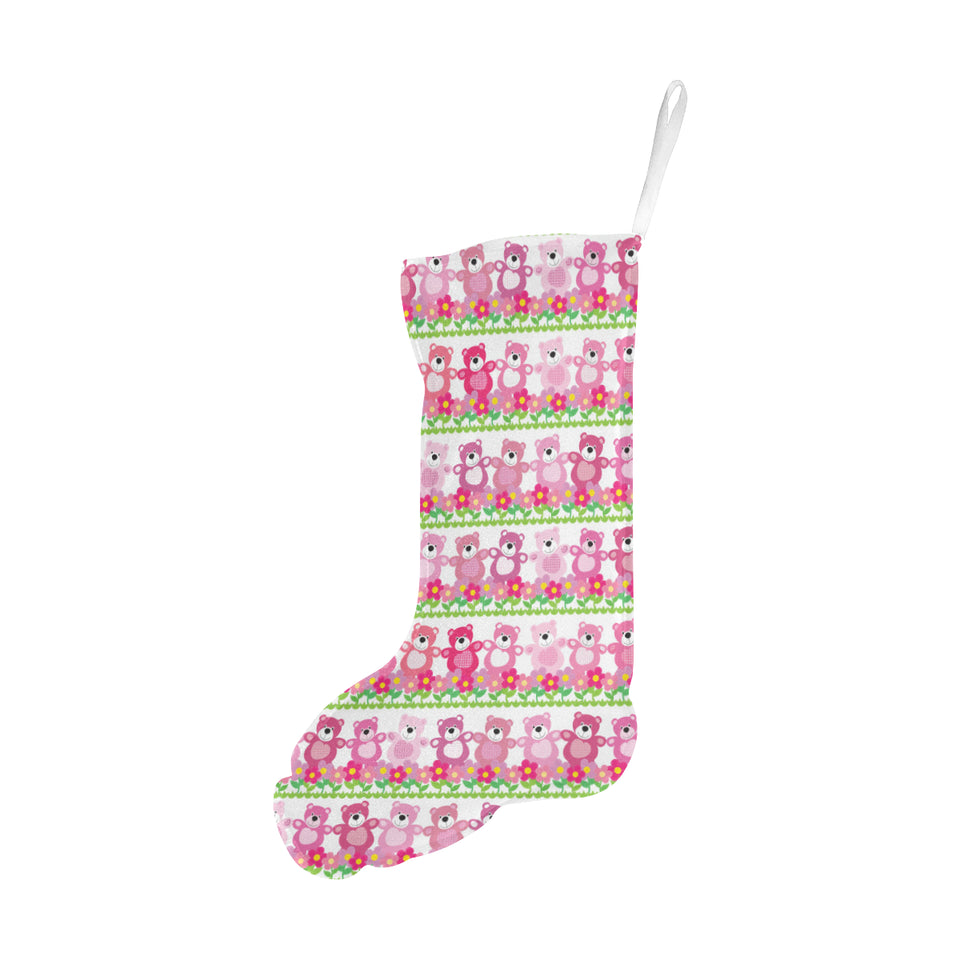 Teddy Bear Pattern Print Design 04 Christmas Stocking