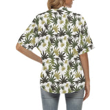 Canabis Marijuana Weed Pattern Print Design 05 Women's All Over Print Hawaiian Shirt