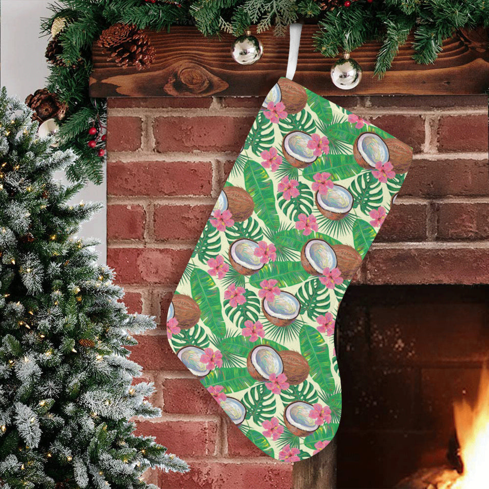 Coconut Pattern Print Design 01 Christmas Stocking