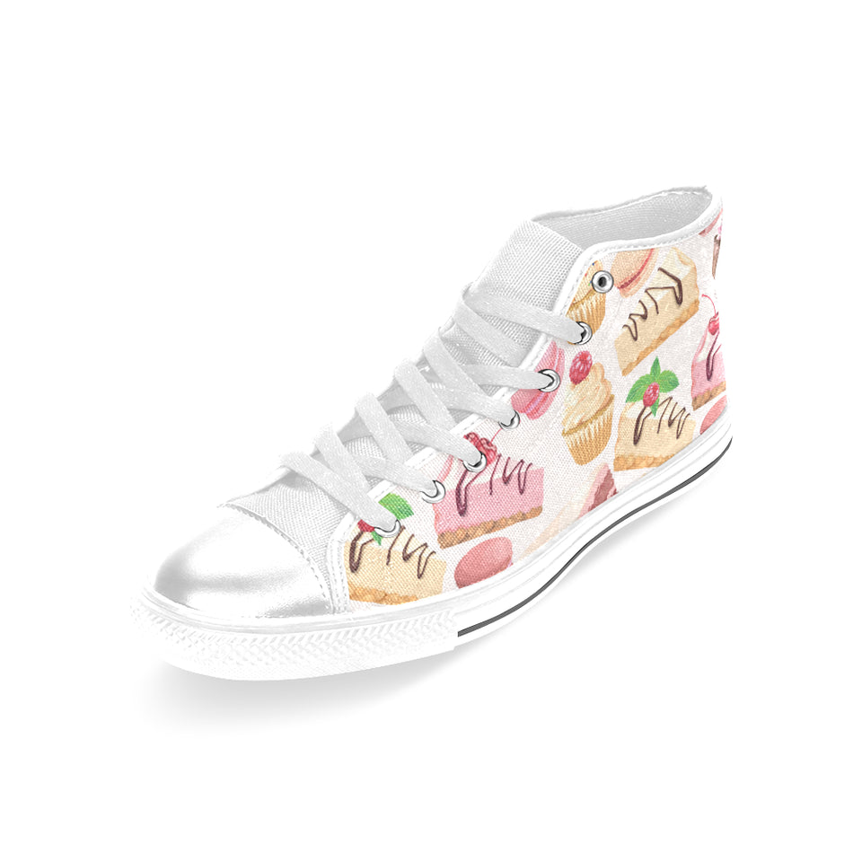 Cake cupcake sweets pattern Women's High Top Canvas Canvas Shoes White