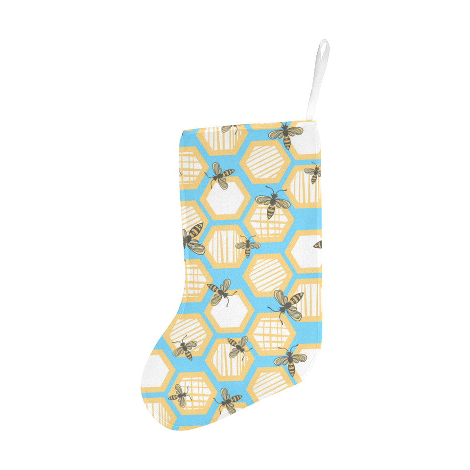 Bee honeycomb pattern Christmas Stocking