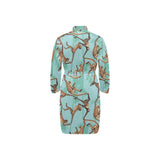 Monkey Palm tree background Men's Long Sleeve Belted Night Robe