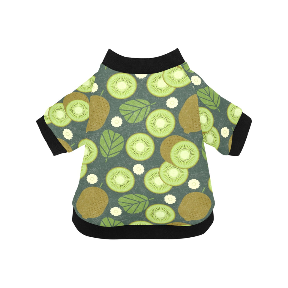 Whole sliced kiwi leave and flower All Over Print Pet Dog Round Neck Fuzzy Shirt