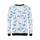 Blue whale pattern Women's Crew Neck Sweatshirt