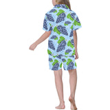 Watercolor grape pattern Kids' Boys' Girls' V-Neck Short Pajama Set