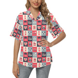 British Pattern Print Design 05 Women's All Over Print Hawaiian Shirt
