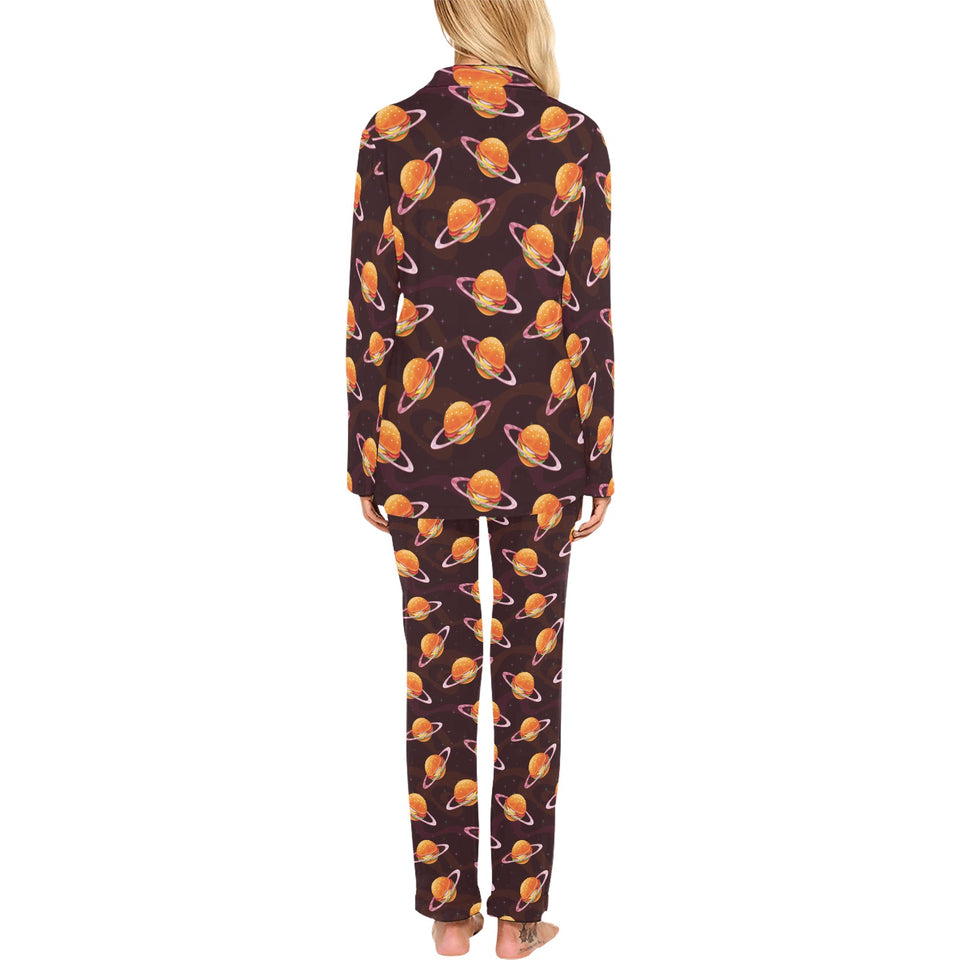 Hamburger Pattern Print Design 05 Women's Long Pajama Set