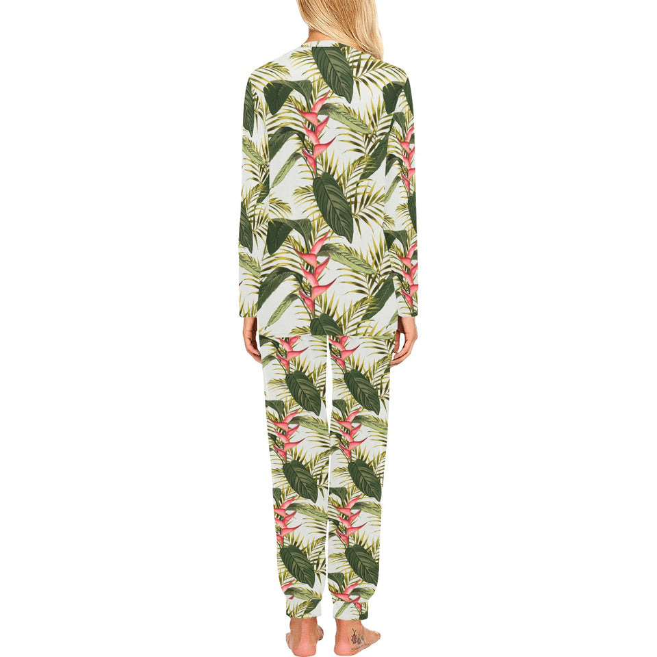 heliconia pattern Women's All Over Print Pajama Set