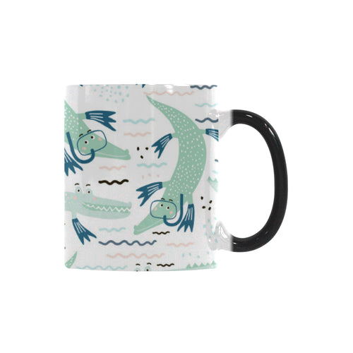 Crocodile diver pattern Morphing Mug Heat Changing Mug