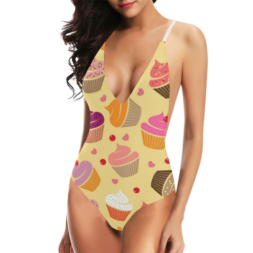 cake cupcake heart cherry pattern Women's One-Piece Swimsuit