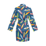 Surfboard Pattern Print Design 01 Women's Long Sleeve Belted Night Robe