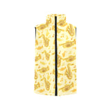 Saxophone cornet pattern yellow background Women's Padded Vest