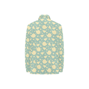 Tea pots Pattern Print Design 02 Women's Long Sleeve Polo Shirt