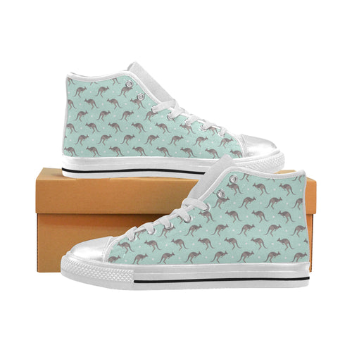 Kangaroo pattern background Women's High Top Canvas Shoes White