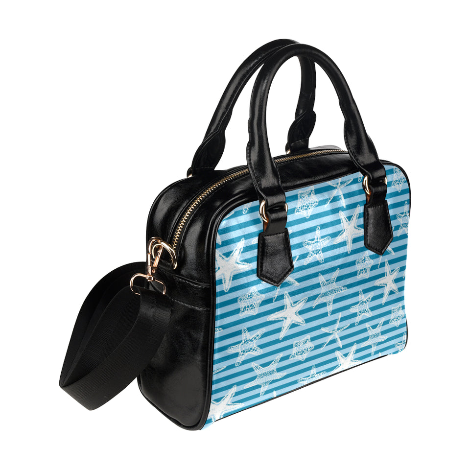 Starfish blue blackground Shoulder Handbag