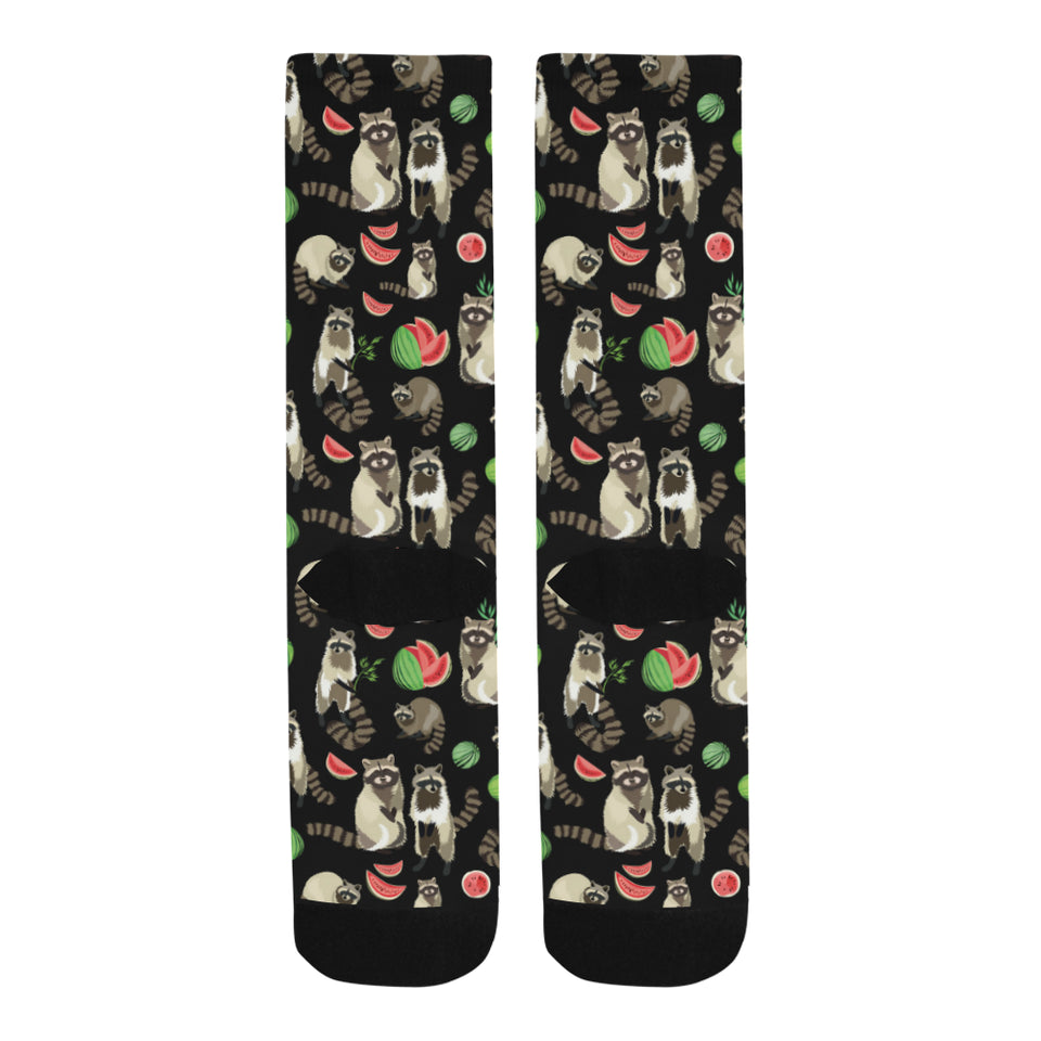 Raccoon watermelon pattern Crew Socks