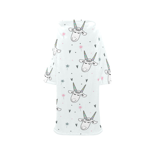Cute goat design pattern Blanket Robe with Sleeves