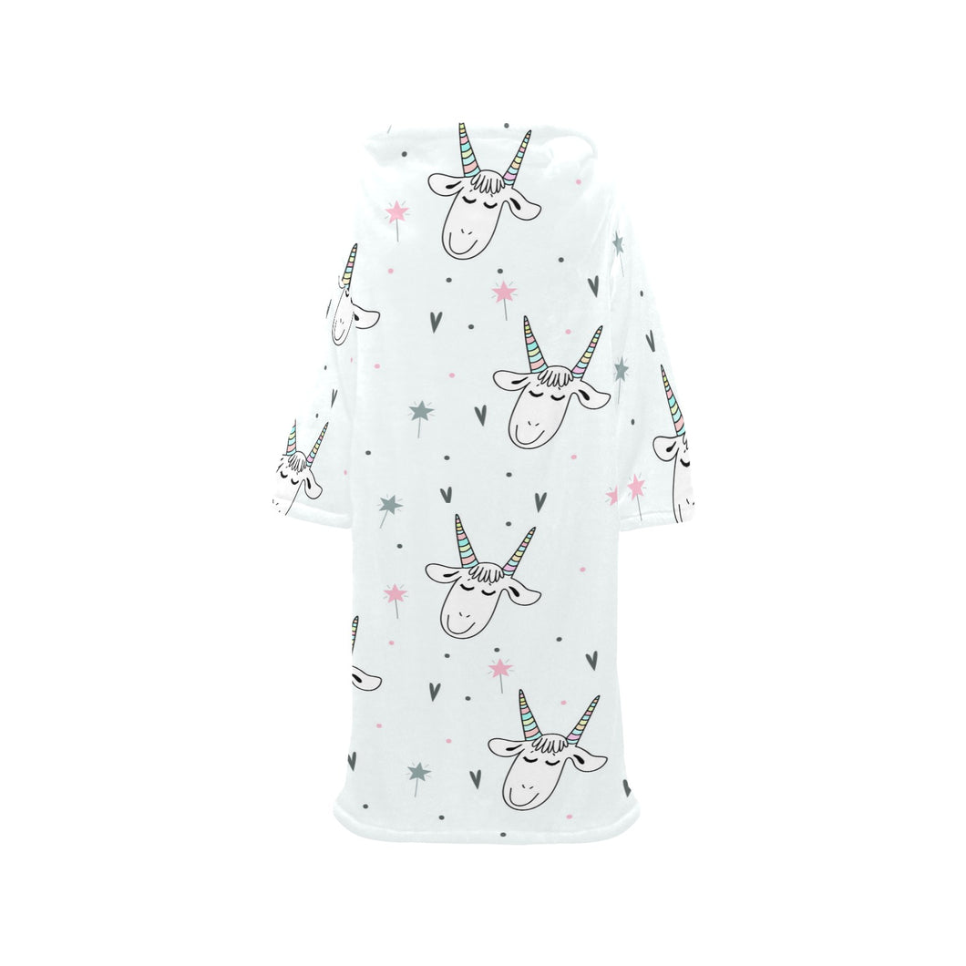 Cute goat design pattern Blanket Robe with Sleeves