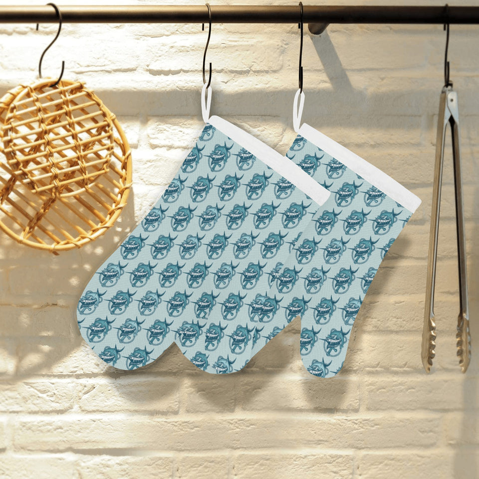 Swordfish Pattern Print Design 05 Heat Resistant Oven Mitts