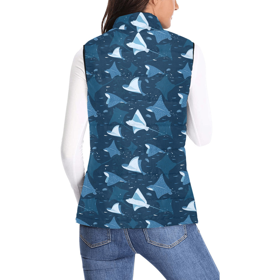 Stingray Pattern Print Design 04 Women's Padded Vest