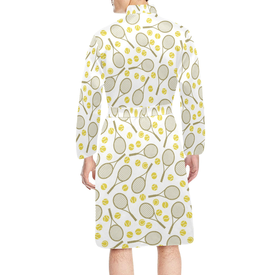 Tennis Pattern Print Design 02 Men's Long Sleeve Belted Night Robe