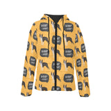 Boston terrier design pattern Women's Padded Hooded Jacket