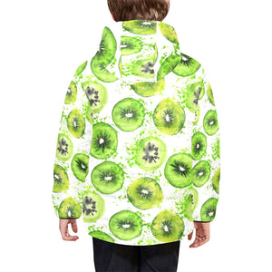 Watercolor kiwi pattern Kids' Boys' Girls' Padded Hooded Jacket