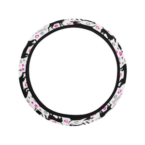 Greyhound Pattern Print Design 02 Car Steering Wheel Cover