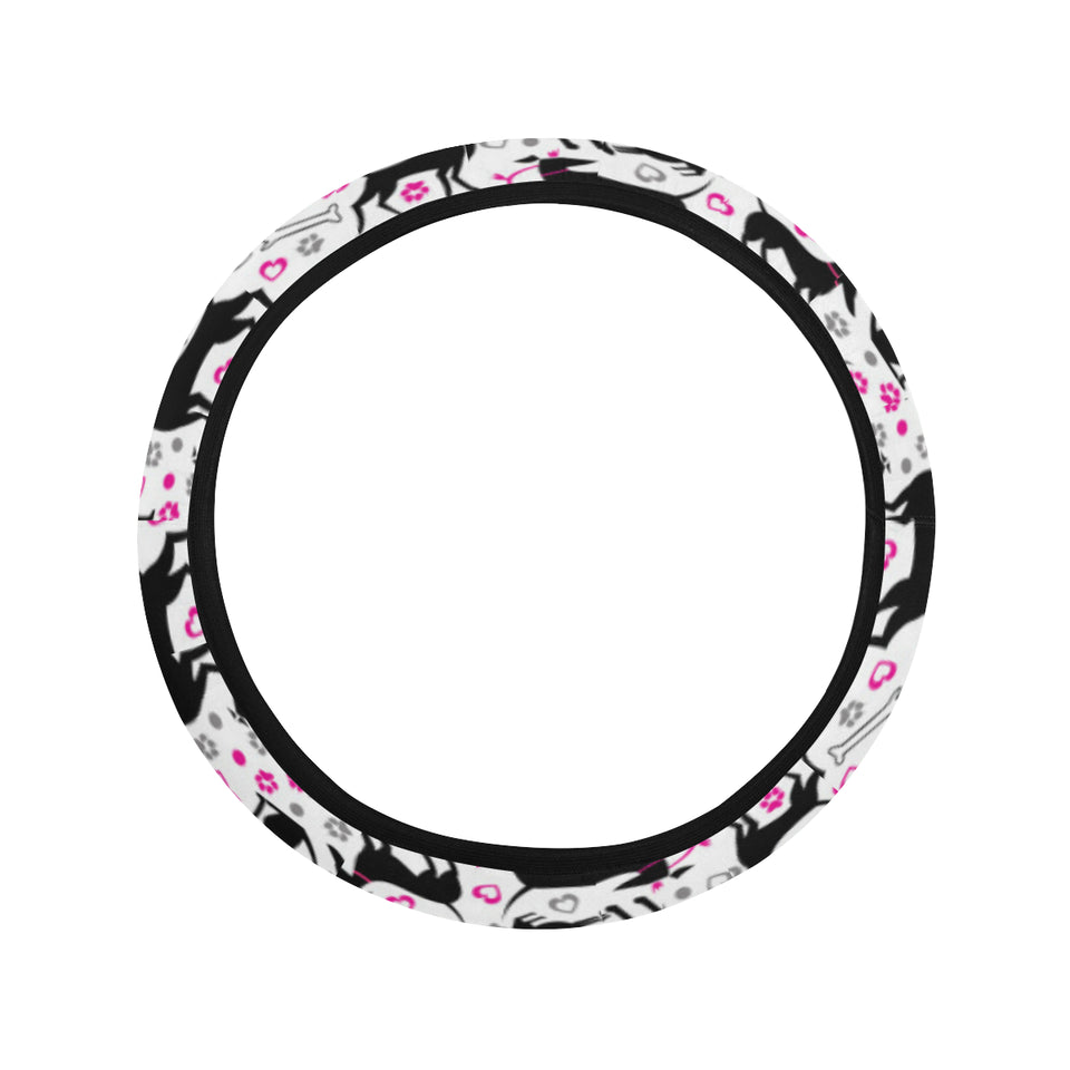 Greyhound Pattern Print Design 02 Car Steering Wheel Cover