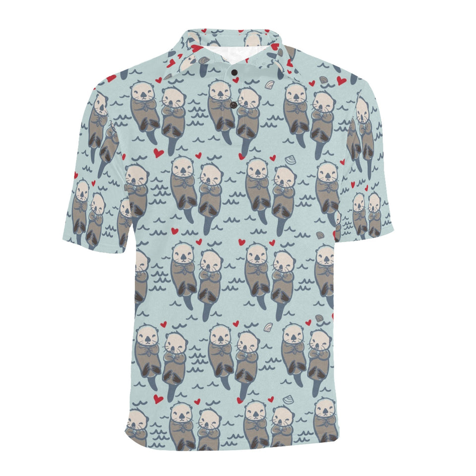 Lovely Sea Otter Pattern Men's All Over Print Polo Shirt