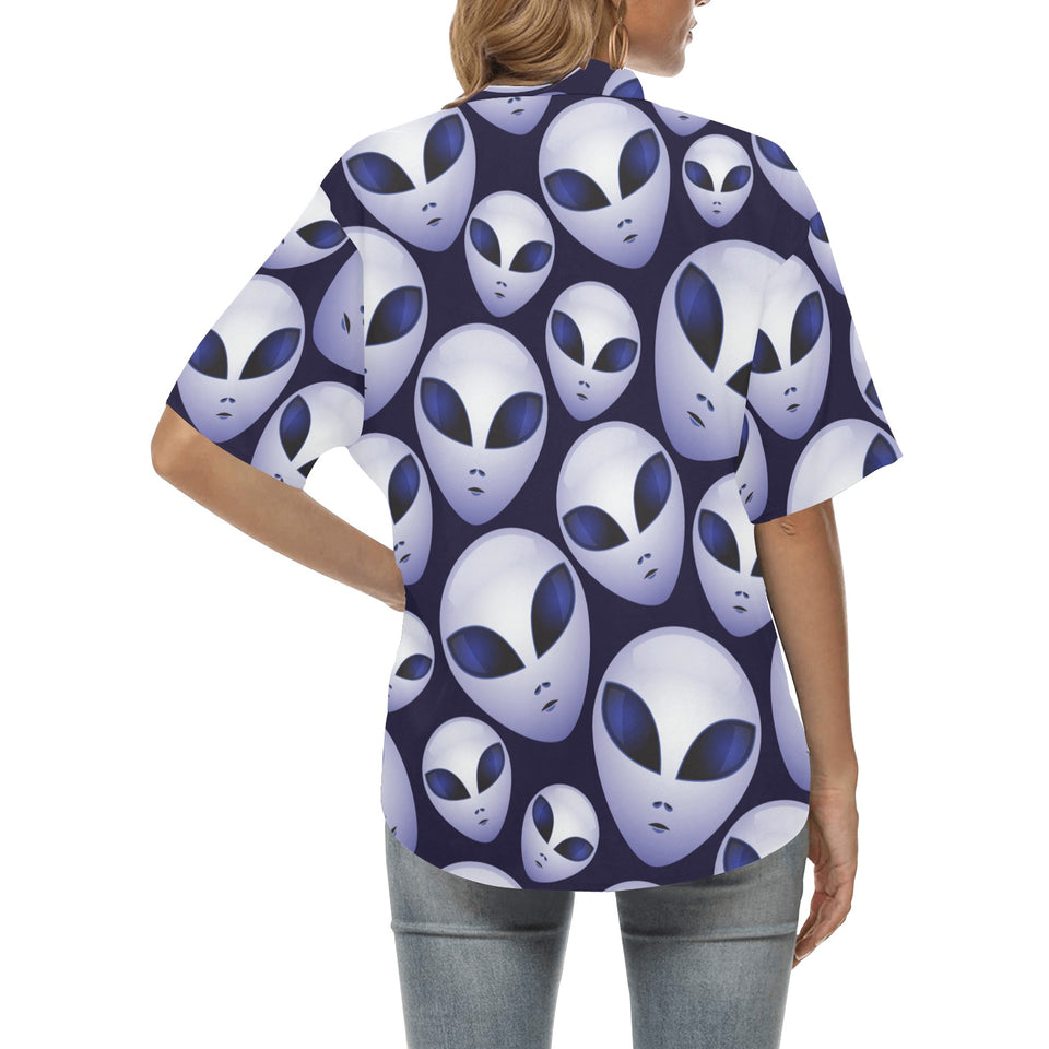 Alien Pattern Print Design 01 Women's All Over Print Hawaiian Shirt