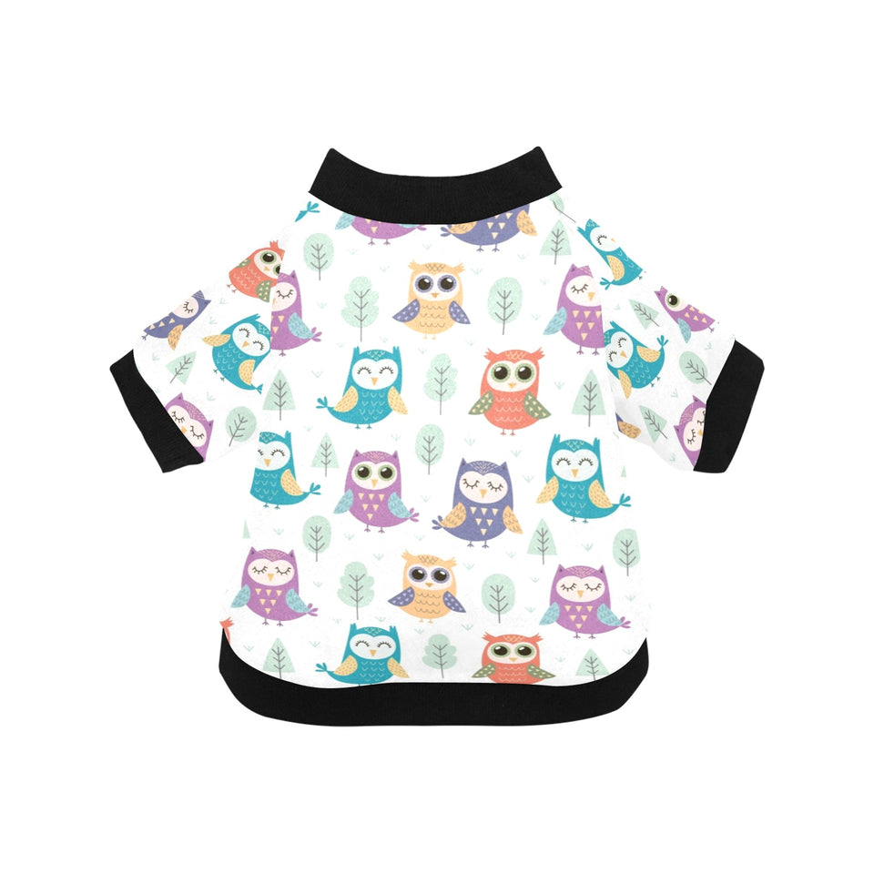 Cute owl pattern All Over Print Pet Dog Round Neck Fuzzy Shirt