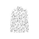Garlic pattern black white Women's Long Sleeve Polo Shirt