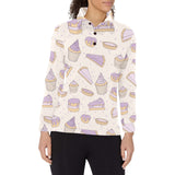 Cakes pies tarts muffins and eclairs purple bluebe Women's Long Sleeve Polo Shirt