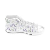 Hand painting Watercolor Lavender Men's High Top Canvas Shoes White