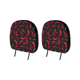 Chili peppers pattern black background Car Headrest Cover