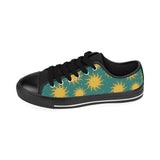 Sun green background Men's Low Top Canvas Shoes Black